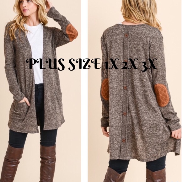 Sweaters - Open Front Cardigan with elbow pads